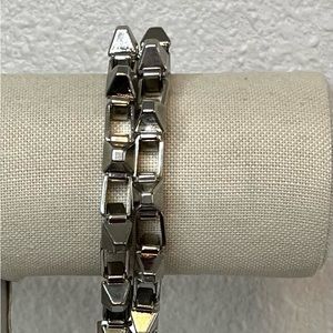 BCBGeneration Silvertone Spike/Chain Square Tip  EDGE Bracelet